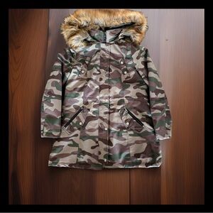 K Jordan Men's Camouflage Puffer Parka with Faux Fur Hood - Green Brown